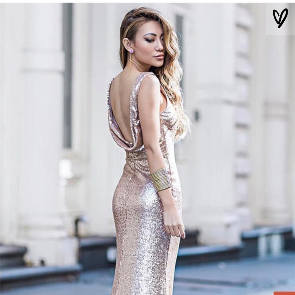 Rose Gold Sequin Maxi Dress